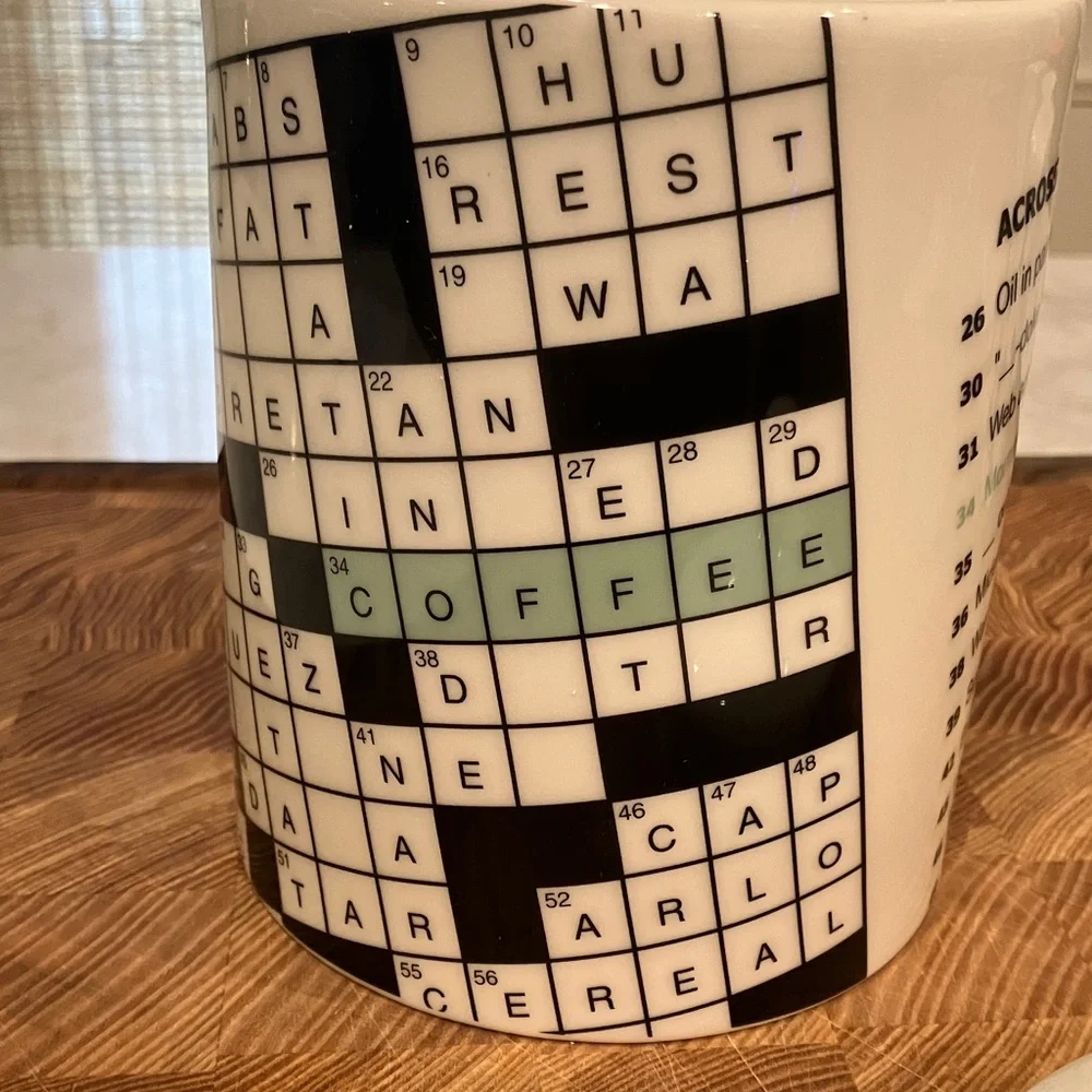 NYT Crossword Puzzle Coffee canister ceramic covered jar Fishs Eddy